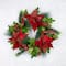 24" Red Glittered Poinsettia & Long Pine Christmas Wreath